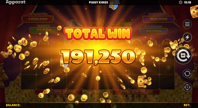 Piggy Kings - winnend scherm in Free Games